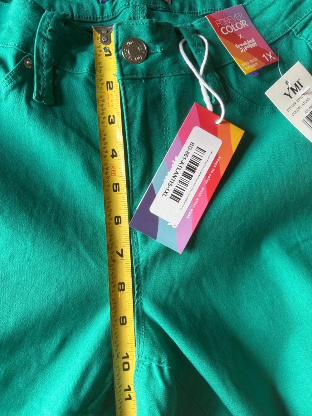 Lot of 4 pairs-YMI Women's Skinny Pants in Teal, Green, Fuchsia, and Purple - Picture 5 of 6